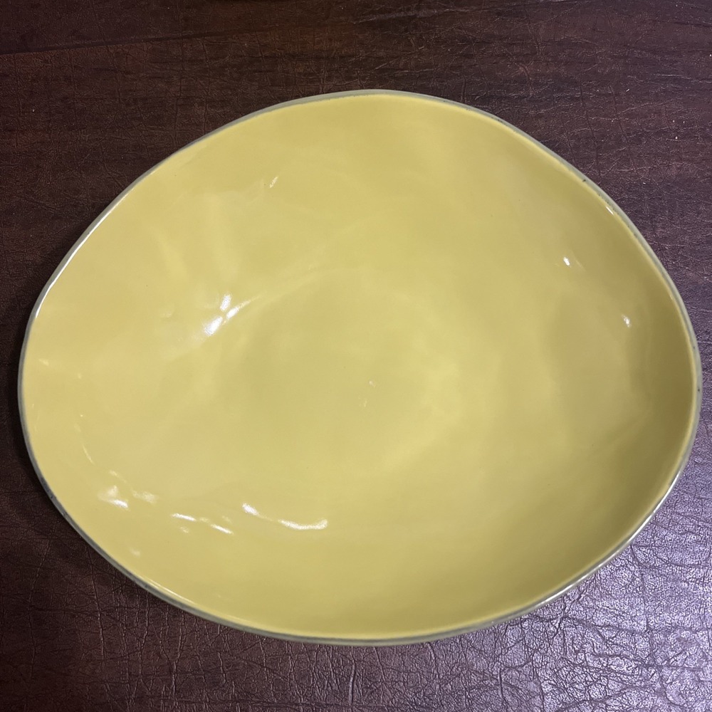 Anthropologie Terra Chartreuse Pasta Bowl 2pc Yellow Citrine Portugal 9.75"x 8"